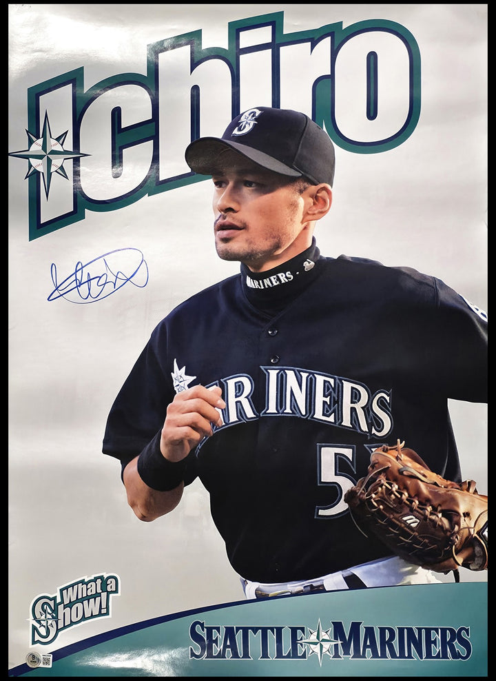 Ichiro Suzuki Signed 20x27 Poster Seattle Mariners Beckett BAS Witness