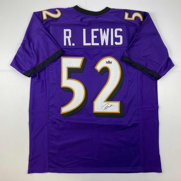 Facsimile Autographed Ray Lewis Baltimore Purple Reprint Jersey Size Men's XL