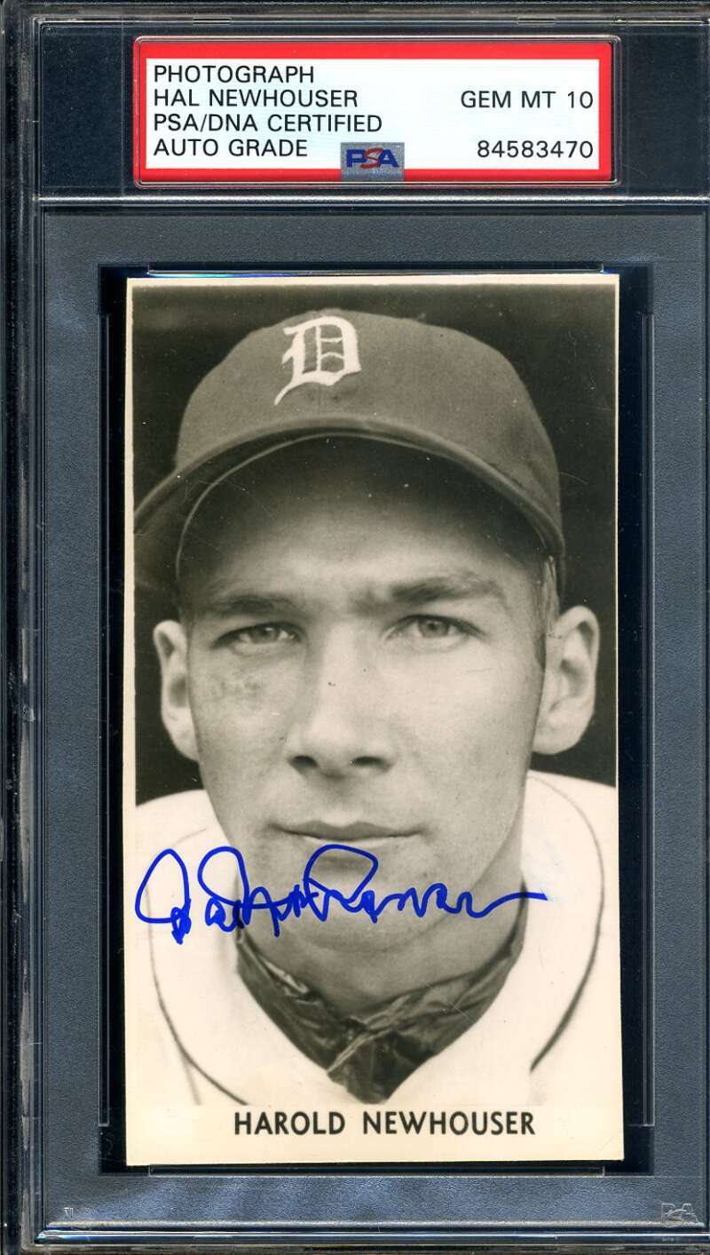 Hal Newhouser Gem Mint 10 PSA DNA Signed Vintage Tigers Photo Autograph