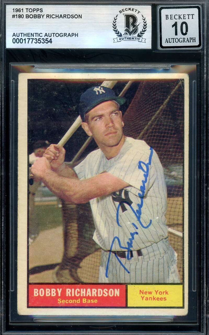 Bobby Richardson Gem Mint 10 Beckett BAS Signed 1961 Topps Autograph