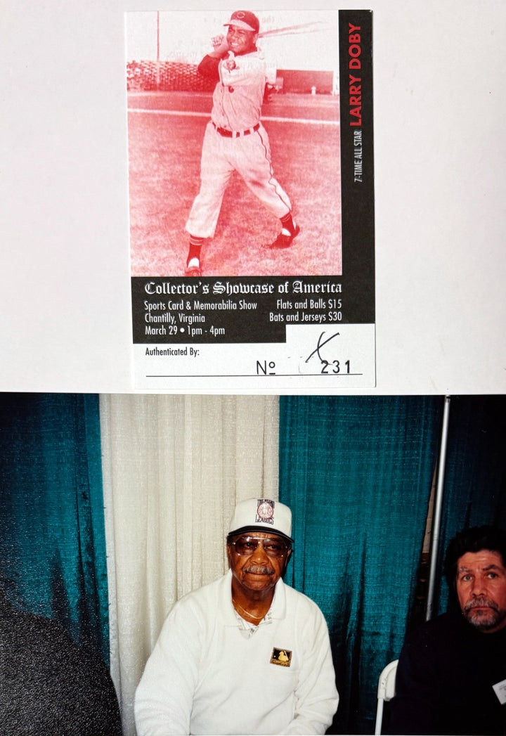 Larry Doby signed Cleveland MLB 8x10 Photo minor dings Framed - COA/HOF/7X AS