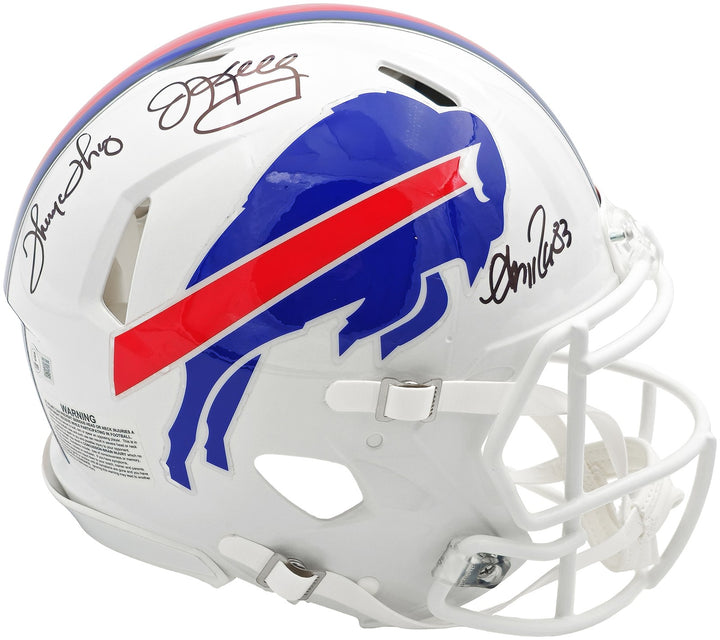 Jim Kelly, Thurman Thomas Andre Reed Auto Bills Greats White FS Authentic Helmet