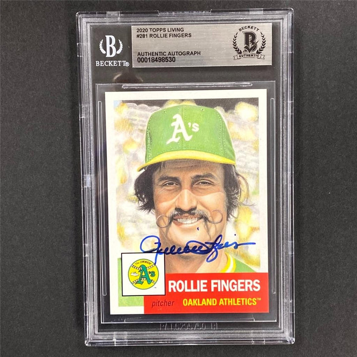 Rollie Fingers signed 2020 Topps Living Set card #281 auto A's 530 Beckett BAS