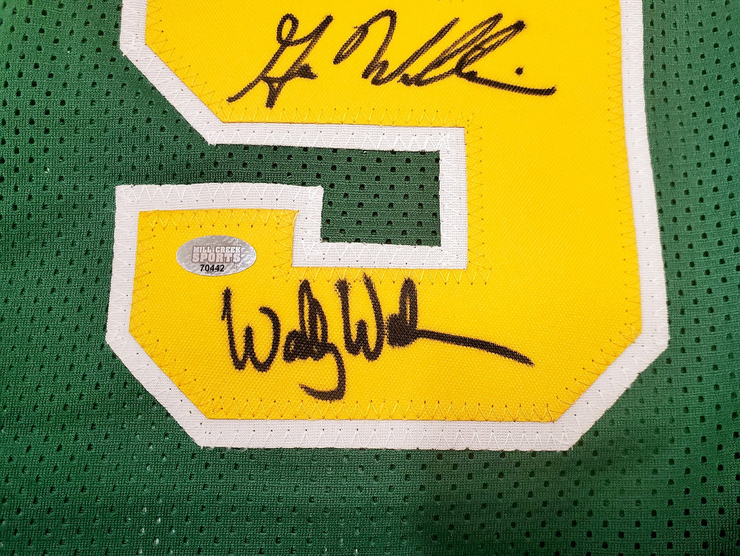 1978-79 NBA Champ Supersonics Auto Green Jersey 8 Sig Fred Brown Gus Williams