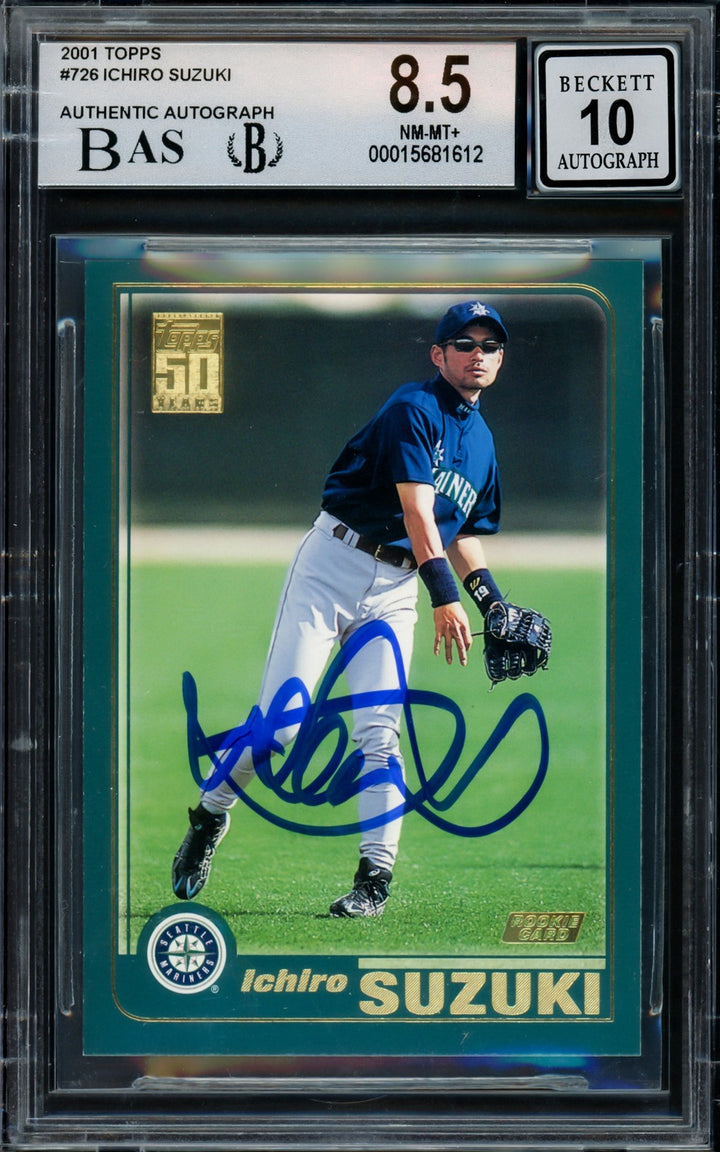 Ichiro Suzuki Signed 2001 Topps RC 726 Mariners BGS 8.5 Auto GM 10 Beckett