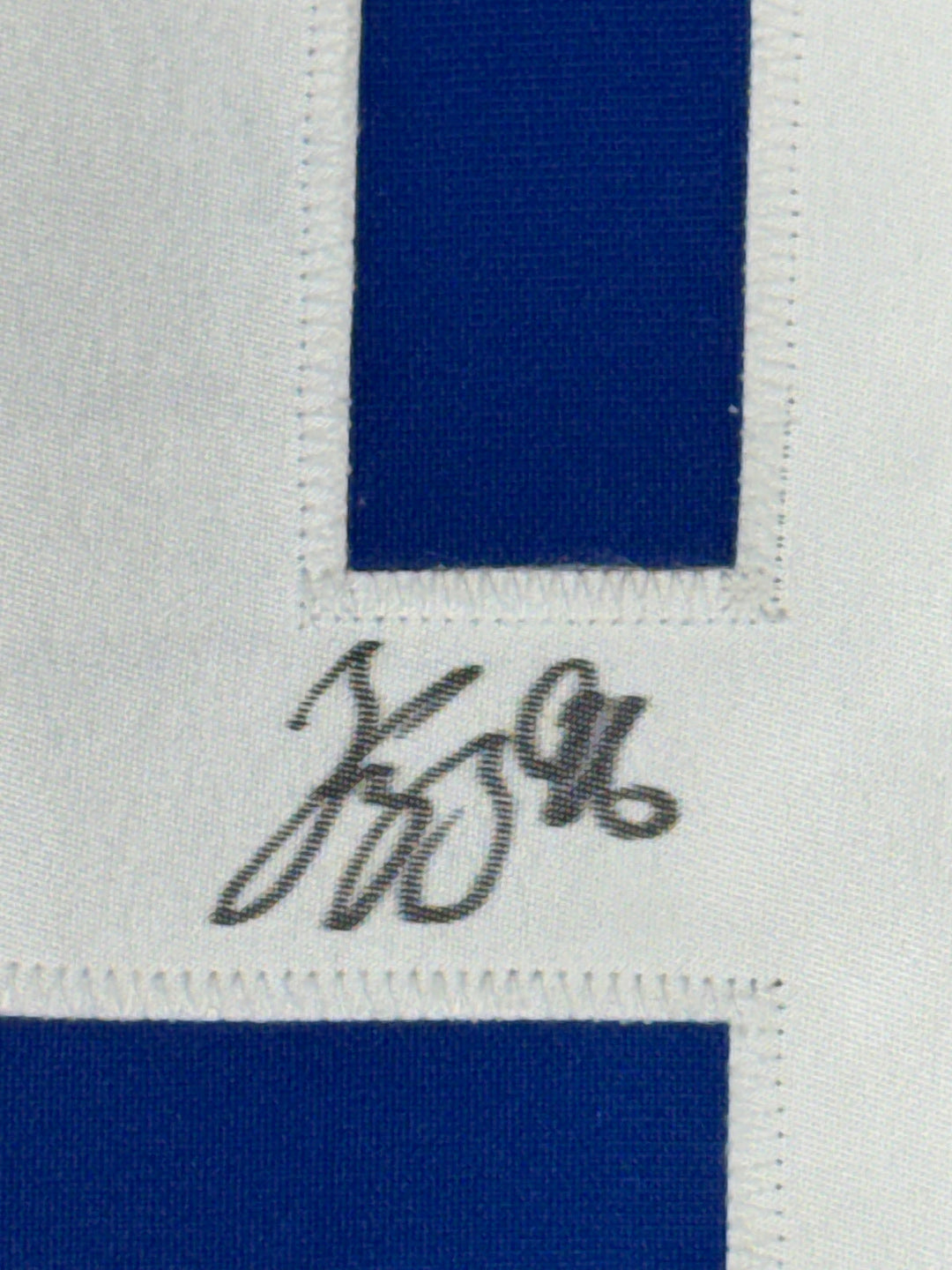 Framed Autographed/Signed Andrei Kuzmenko 33x42 Blue Jersey PSA/DNA COA