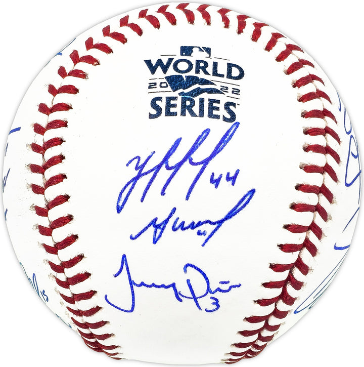 2022 WS Champ Astros Team Auto Logo MLB Baseball 21 Sigs Jose Altuve Alvarez BAS