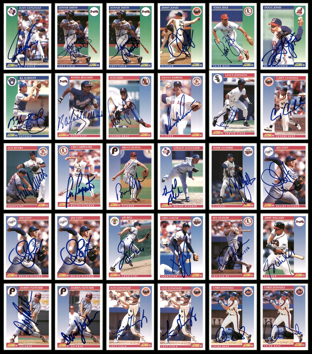 1992 Score Baseball Autographed Signed Cards Lot Of 128