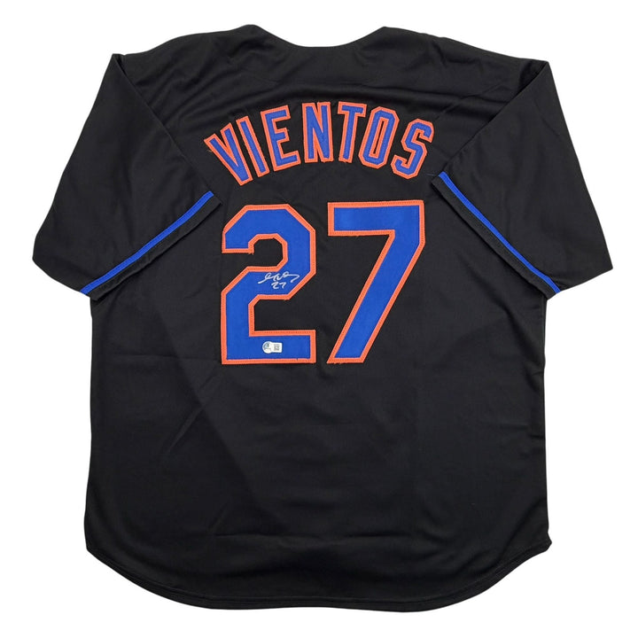 Autographed/Signed Mark Vientos New York Black Baseball Jersey Beckett COA