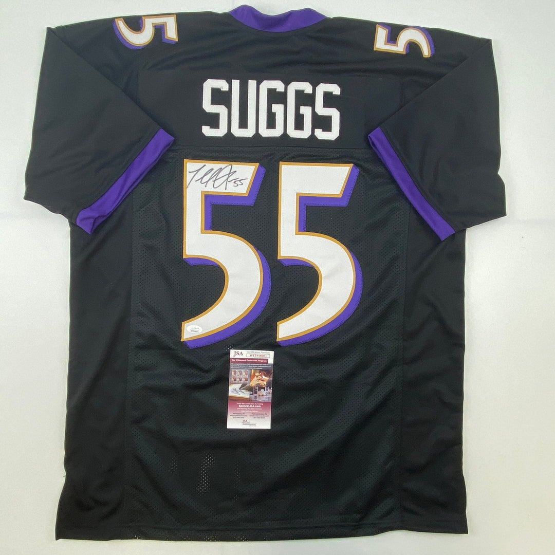 Autographed/Signed Terrell Suggs Baltimore Black Jersey JSA COA Auto
