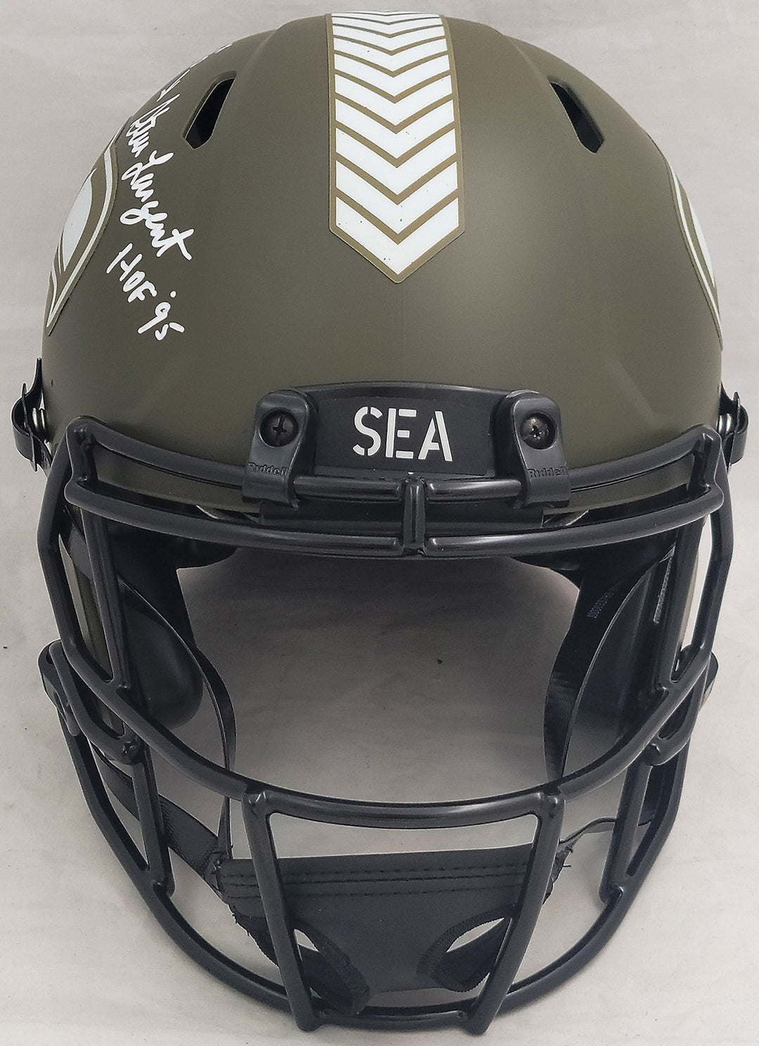 Steve Largent Jim Zorn Auto Seahawks Camo Salute 2 Service FS Helmet TD Seahawks