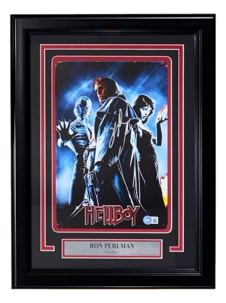 Ron Perlman Signed Framed 8x12 Hellboy Metal Sign BAS