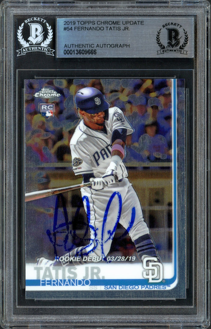 Fernando Tatis Jr. Auto 2019 Topp Chrome Update RC 54 Padres (Bubbling) Beckett