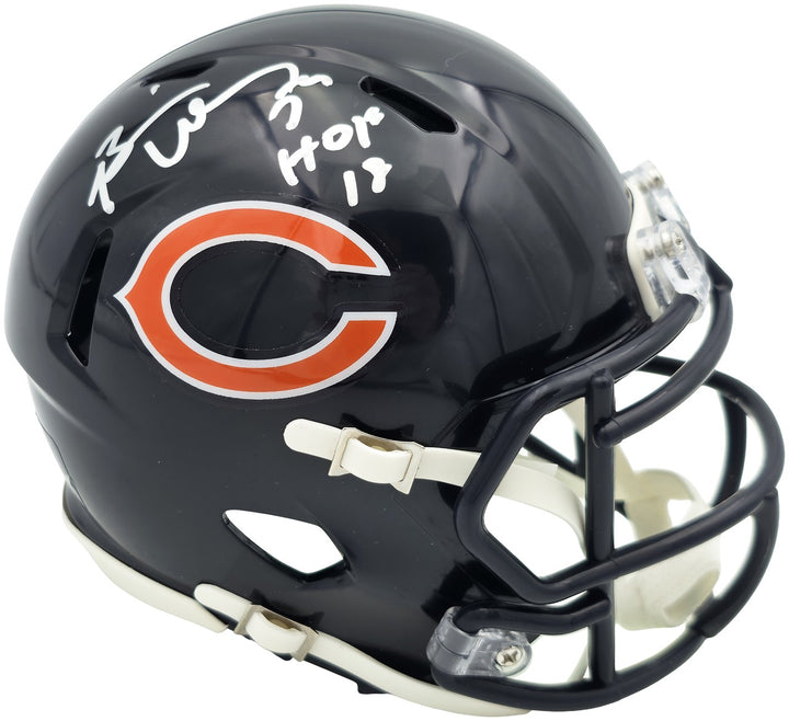 Brian Urlacher Auto Bears Blue Speed Mini Helmet "HOF 18" Beckett Witness