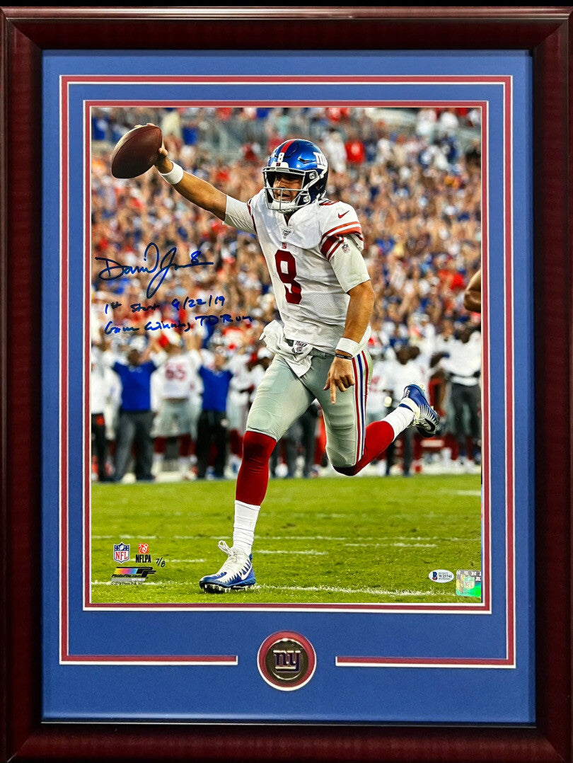 Daniel Jones signed 16x20 photo framed Rookie 1st GW Td Run Auto /8 Colts BAS