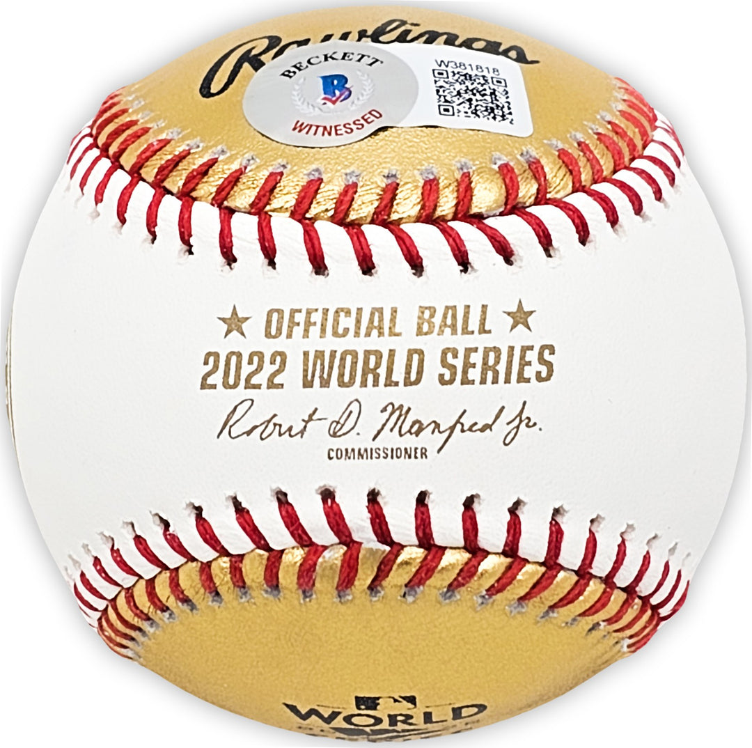 Kyle Tucker Signed Official 2022 Gold WS Gold MLB Baseball Astros Beckett Wit