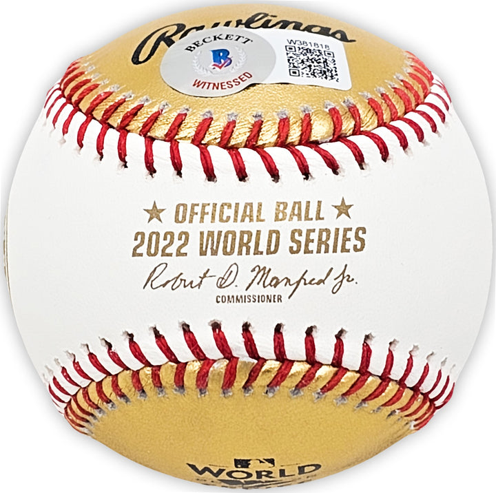Kyle Tucker Signed Official 2022 Gold WS Gold MLB Baseball Astros Beckett Wit
