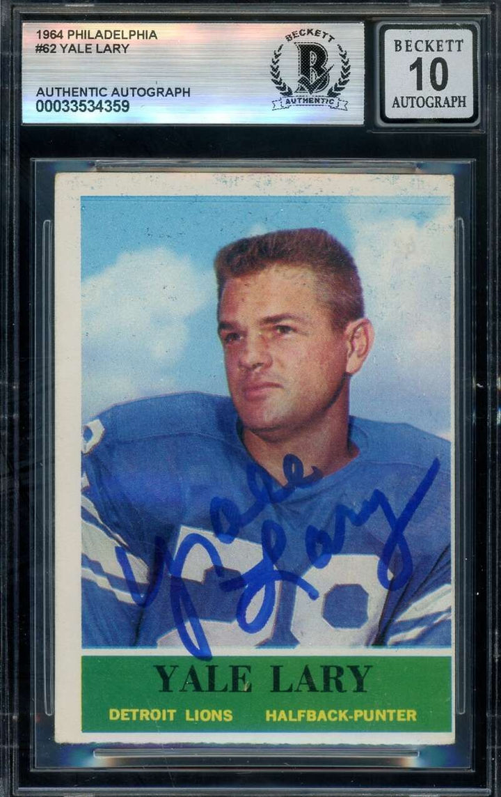 Yale Lary Gem Mint 10 Beckett BAS Signed 1964 Philadelphia Autograph