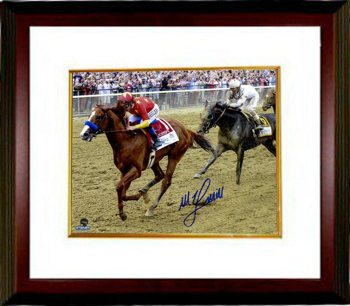 Mike E. Smith signed Justify 2018 Belmont Stakes 16X20 Photo Framed - Steiner