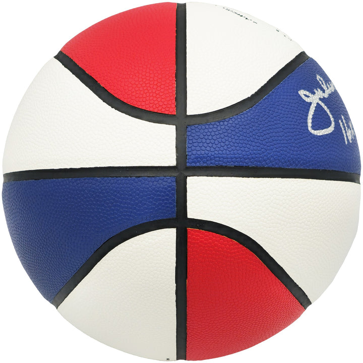 Julius Dr J Erving Auto ABA Logo Red White Basketball Nets 16x All Star Beckett