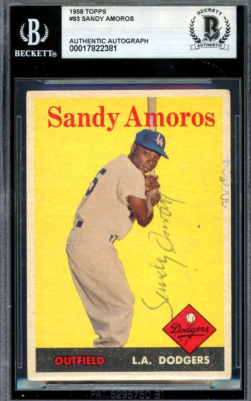 Sandy Amoros Beckett BAS Signed 1958 Topps Autograph