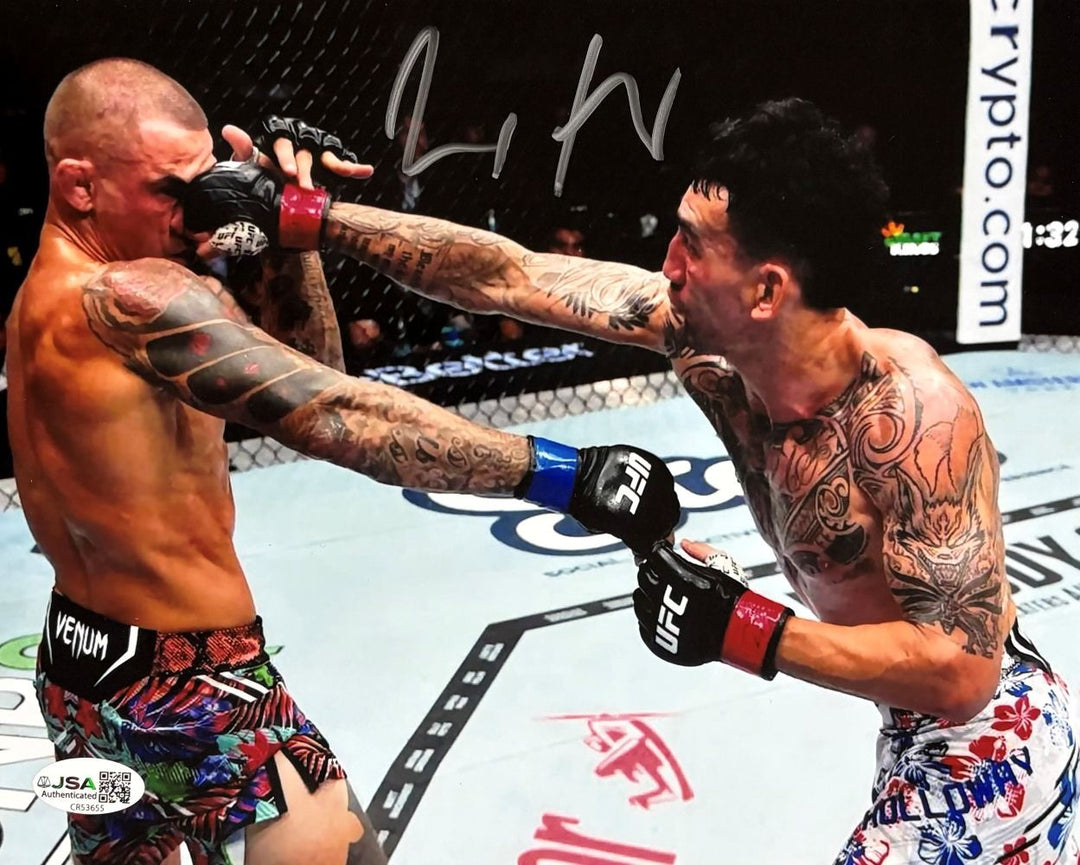 Max Holloway Signed 8x10 UFC Fight vs Dustin Poirier JSA QR
