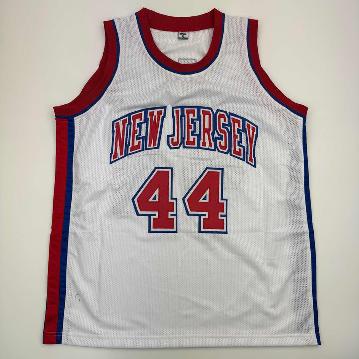 Autographed/Signed Derrick Coleman New Jersey NJ White Basketball Jersey BAS COA
