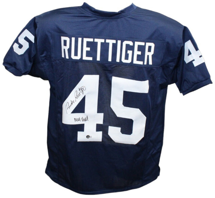 Rudy Ruettiger Autographed College Style Blue Jersey XL Insc. Beckett 41171