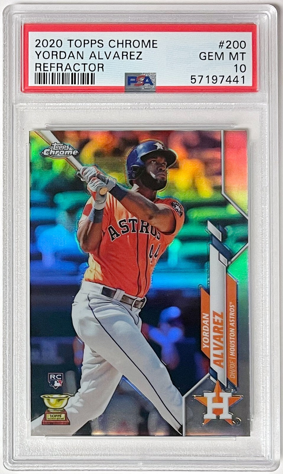 Yordan Alvarez 2020 Topps Chrome Refractor Rookie Card #200-PSA Graded 10 Gem MT