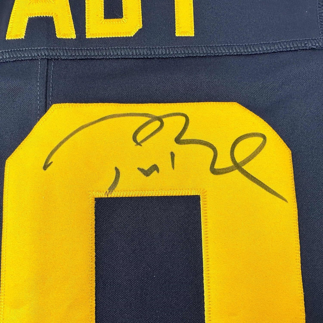 Framed Autographed/Signed Tom Brady 35x39 Michigan Wolverines Blue Authentic Lim