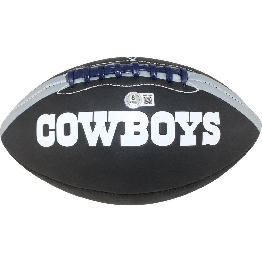 Deion Sanders Autographed Dallas Cowboys Black Logo Football Beckett WIT 53347
