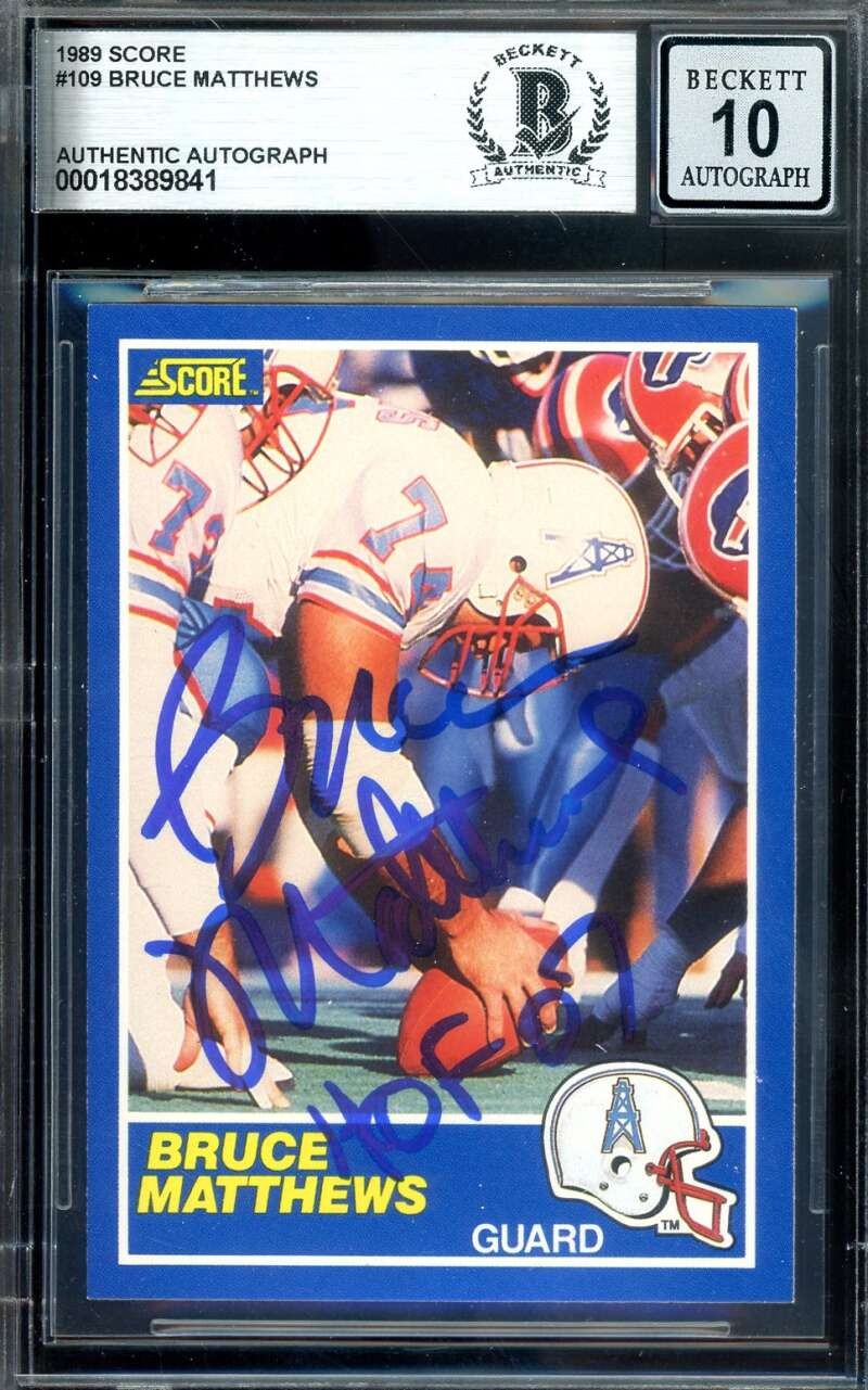 Bruce Matthews Gem Mint 10 Beckett BAS Signed 1989 Score Rookie Autograph
