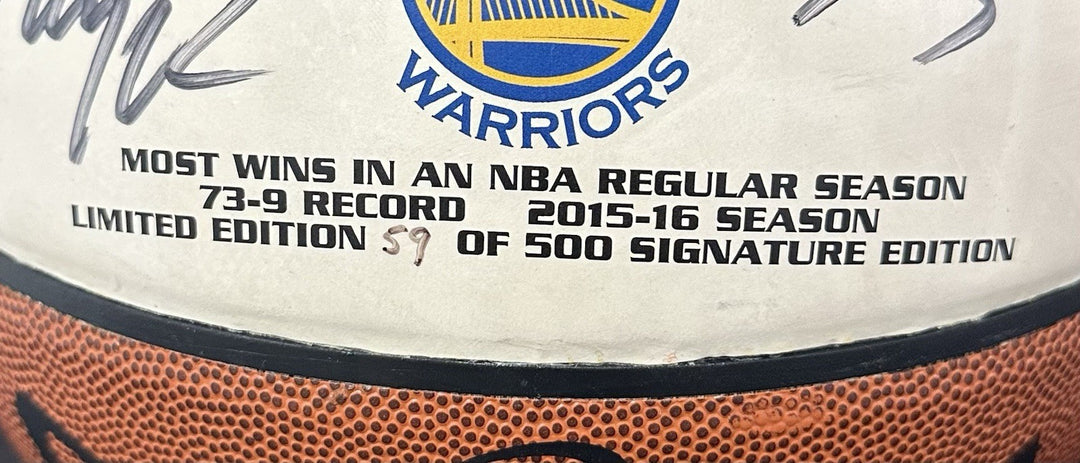 Klay Thompson Signed Spalding Basketball Warriors Record 73-9 Autograph LE COA