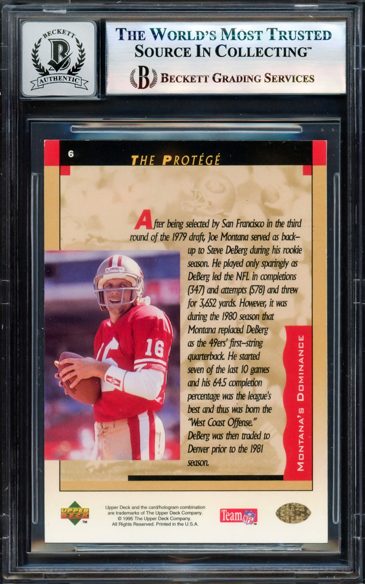 Joe Montana Signed 1995 Upper Deck Card 6 49ers Auto GM 10 Beckett #17604131