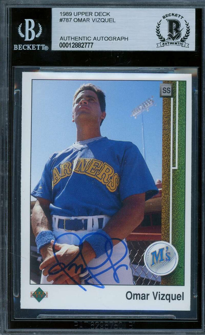 Omar Vizquel Beckett BAS Signed 1989 Upper Deck Rookie Autograph