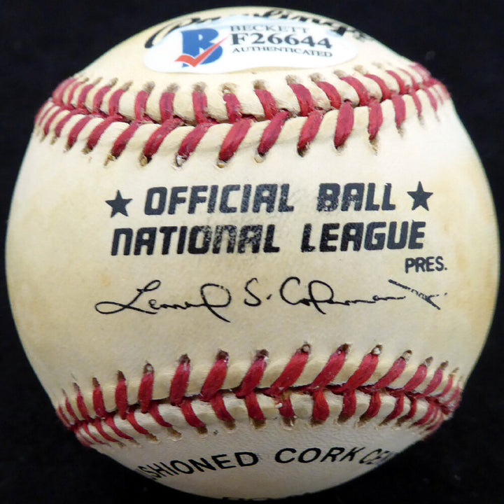 Joe Moore Autographed Signed Official NL Baseball New York Giants Beckett BAS