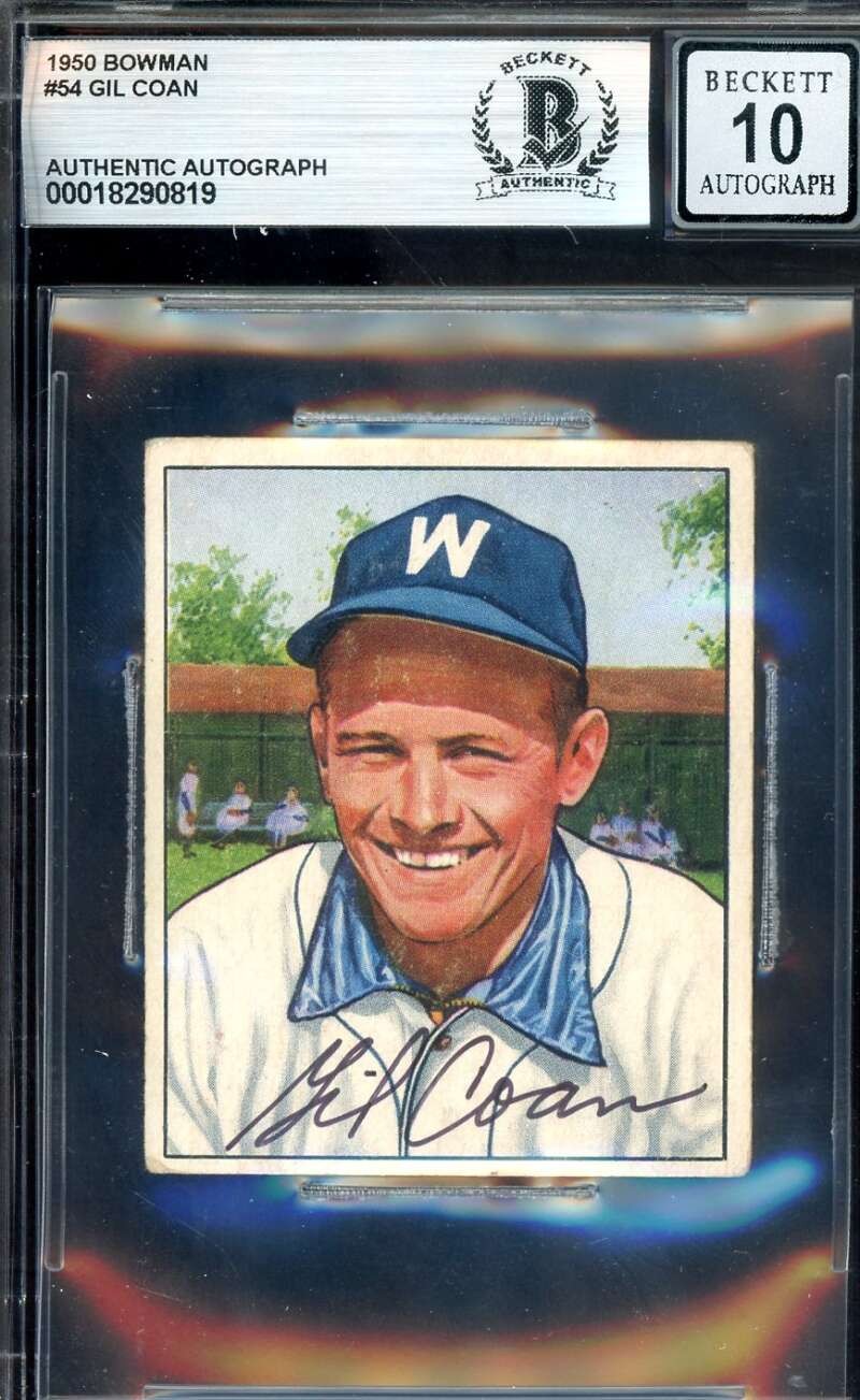 Gil Coan Gem Mint 10 Beckett BAS Signed 1950 Bowman Autograph