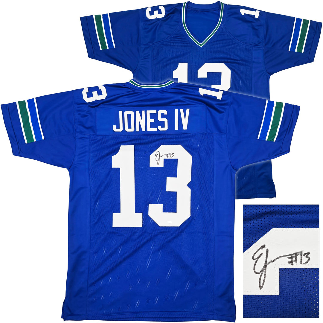 Seattle Seahawks Ernest Jones IV Autographed Signed Blue Jersey MCS Holo