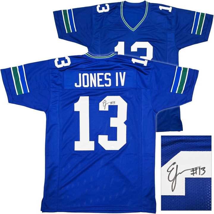 Seattle Seahawks Ernest Jones IV Autographed Signed Blue Jersey MCS Holo
