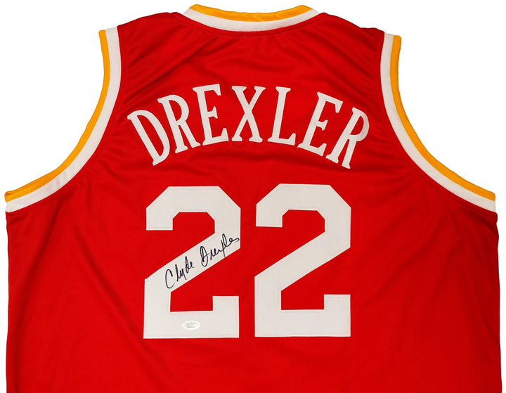 Houston Rockets Clyde Drexler Autographed Signed Red Jersey The Glide JSA