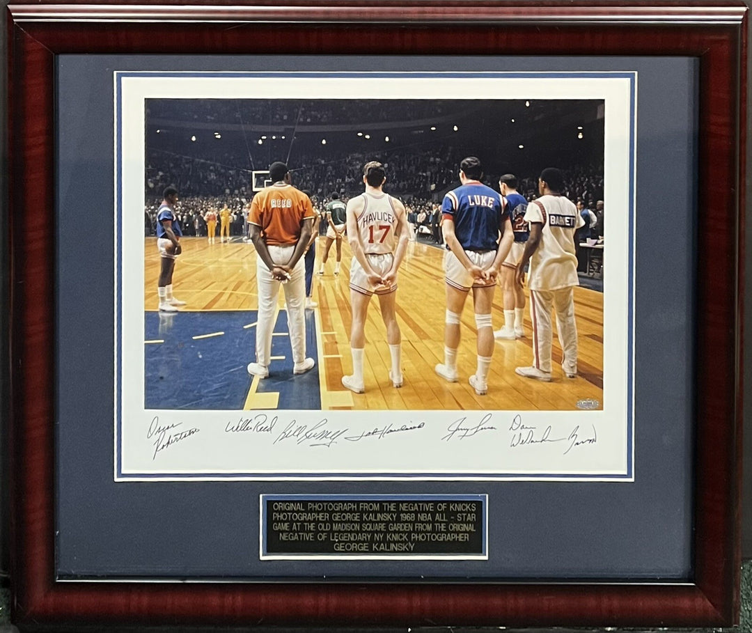 1968 NBA All Star game Msg signed photo framed Bill Russell Willis Reed Steiner