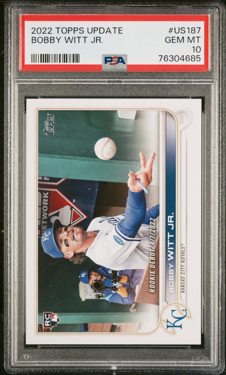 Graded 2022 Topps Update Bobby Witt Jr. #US187 Rookie Baseball Card PSA 10