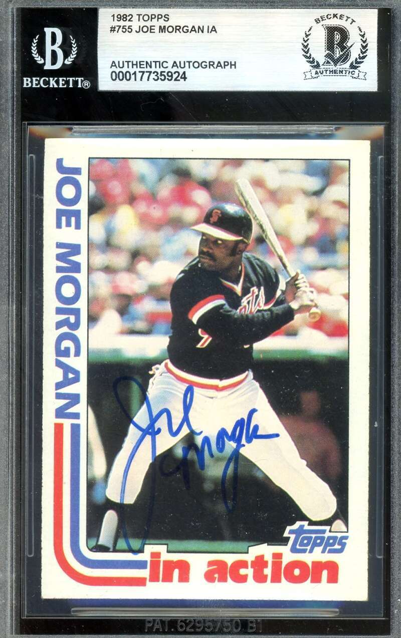 Joe Morgan Beckett BAS Signed 1982 Topps In Action Autograph