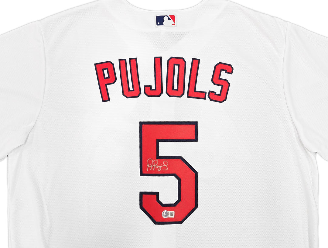 St. Louis Cardinals Albert Pujols Signed White Nike Jersey Size XL Beckett Wit