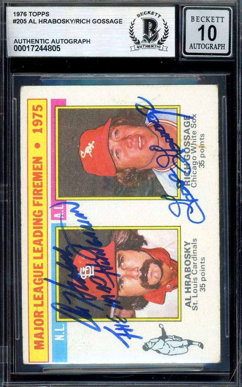 Al Hrabosky Goose Gossage Gem Mint 10 Beckett BAS Signed 1976 Topps 1975 Leaders
