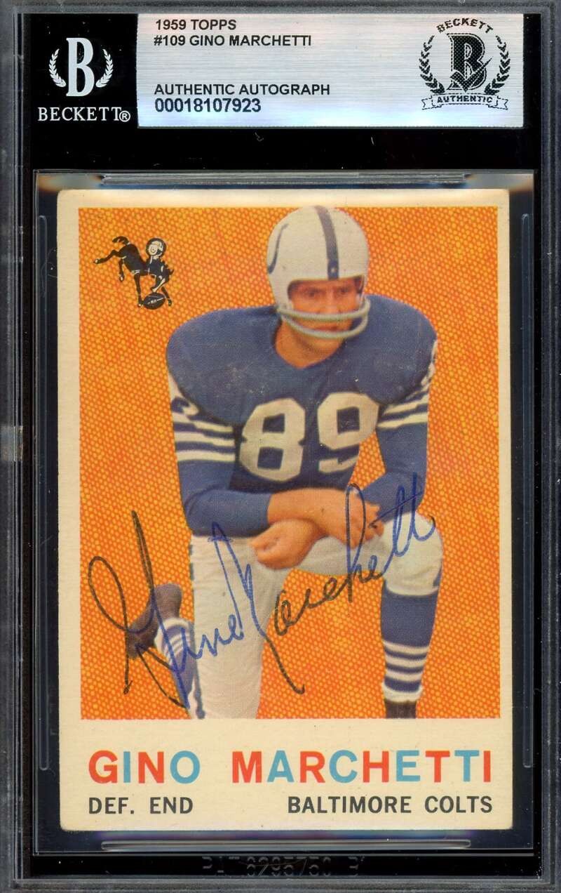 Gino Marchetti Beckett BAS Vintage Signed 1959 Topps Autograph