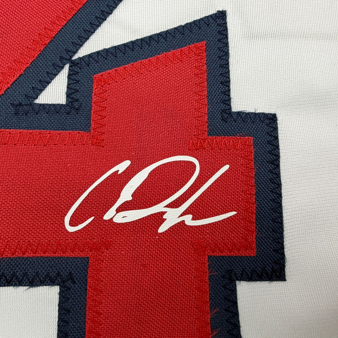 Facsimile Autographed Chase DeLauter Cleveland White Reprint Jersey Men's XL