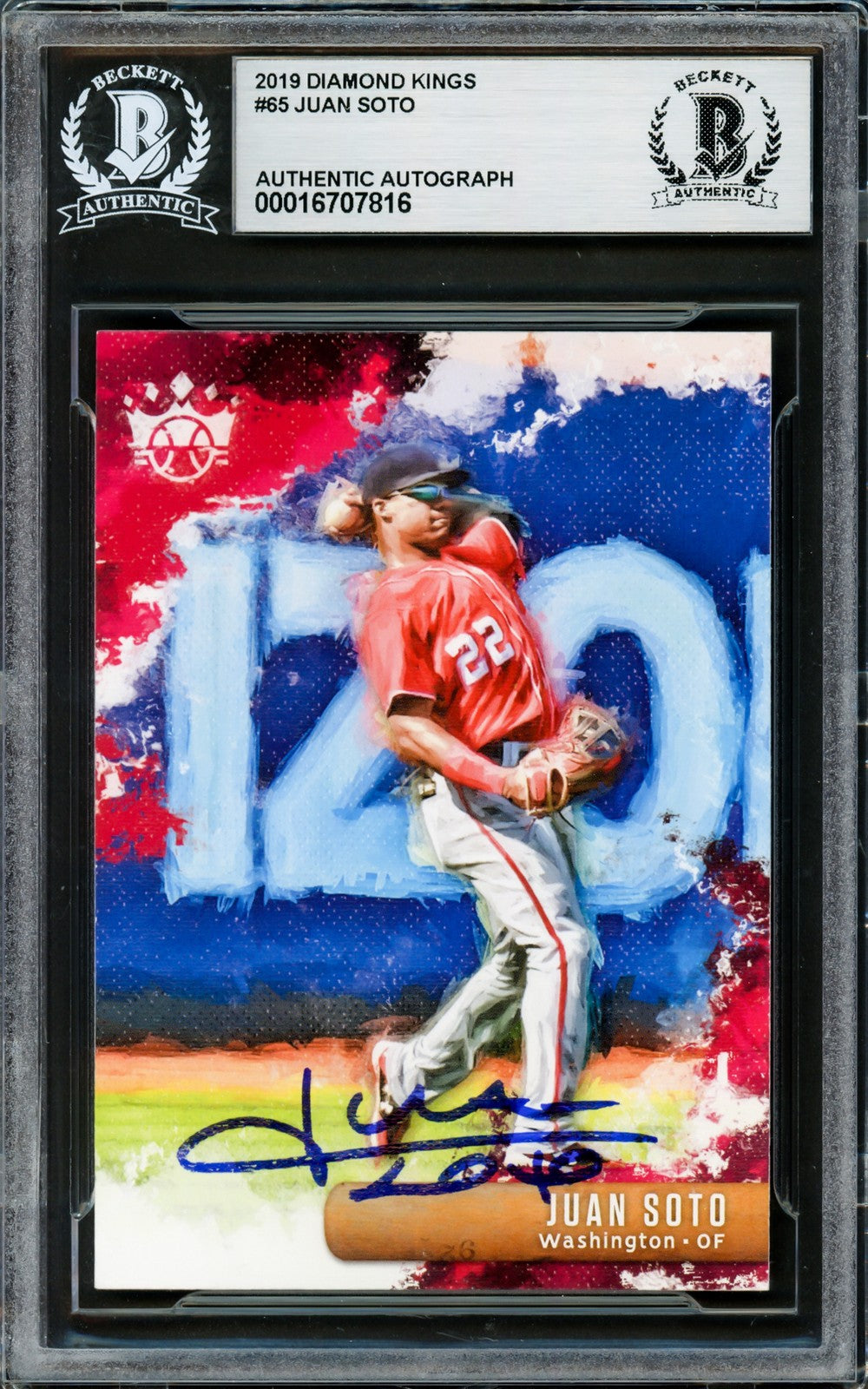 Juan Soto Signed 2019 Donruss Diamond Kings Card 65 New York Mets Beckett