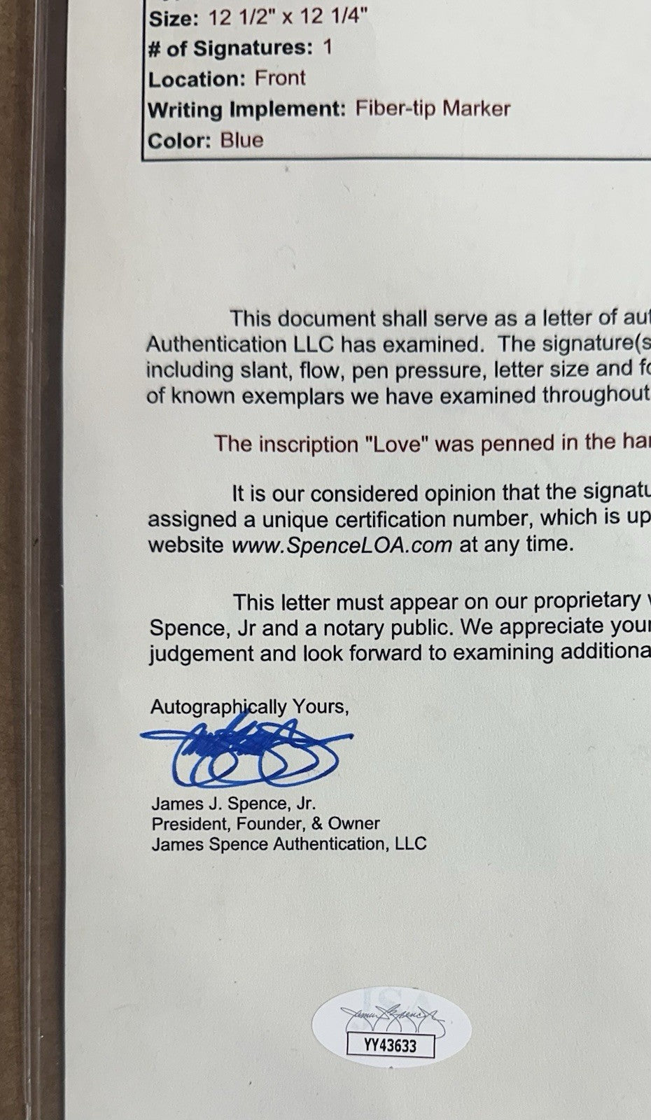 Olivia Newton John Signed The Rumour Framed Album Love Auto Mint JSA Loa Letter