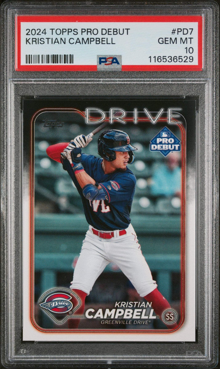 Graded 2024 Topps Pro Debut Kristian Campbell #PD7 Rookie Baseball Card PSA 10